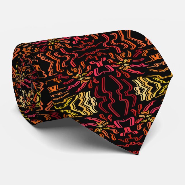 Shades Of Orange Red Yellow Ribbon Design Art Tie (Rolled)