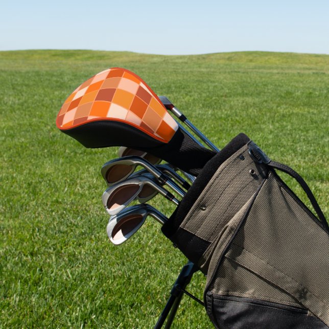 Shades of Orange Squares  Golf Head Cover (In Situ)