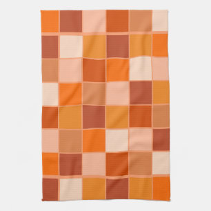 Shades of Orange Squares Kitchen Towel