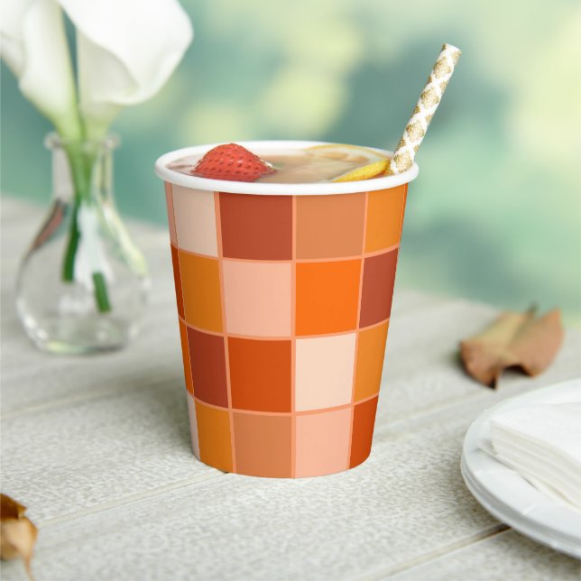 Shades of Orange Squares  Paper Cups (Insitu)