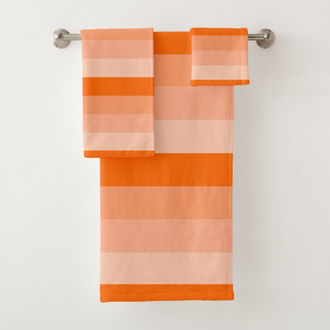 Shades of Orange Stripes Bath Towel Set (Insitu)