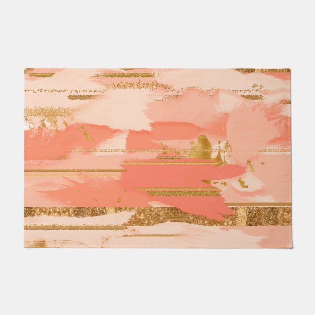 Shades of peach and gold strokes doormat (Front)