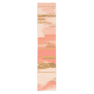 Shades of peach and gold strokes short table runner