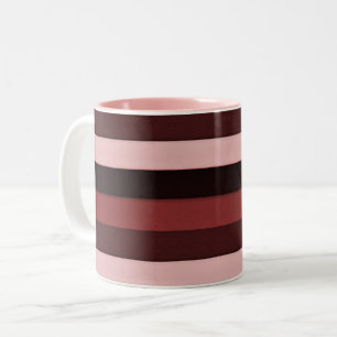 Shades of Pink and Burgundy Striped Two-Tone Coffee Mug