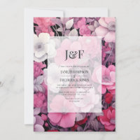Shades of Pink and Grey Floral Wedding Monogram