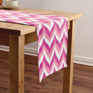 Shades Of Pink And White Chevron Short Table Runne Runner