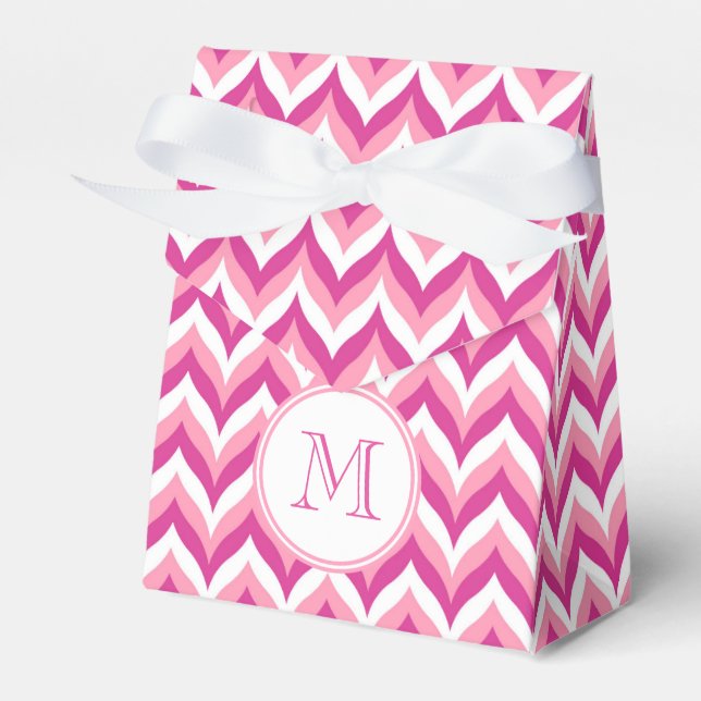 Shades Of Pink And White Zigzag Chevron Pattern Favor Box (Front Side)