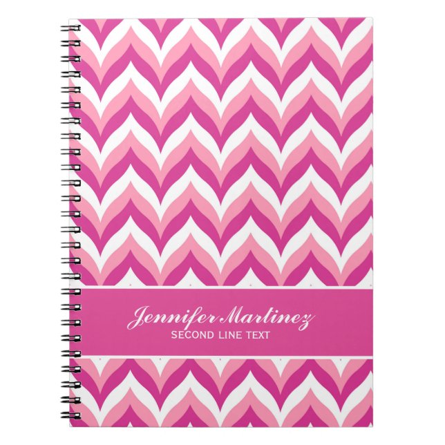 Shades Of Pink And White Zigzag Chevron Pattern Notebook (Front)