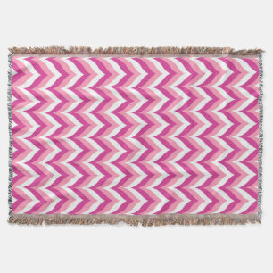 Shades Of Pink And White Zigzag Chevron Pattern Throw Blanket
