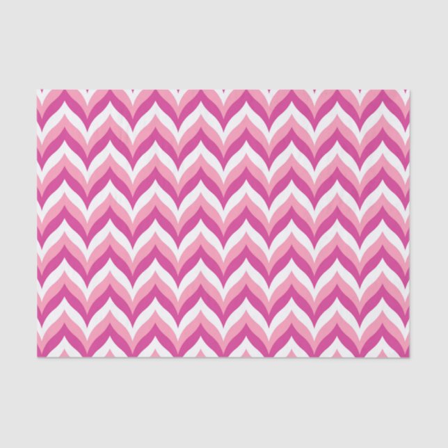 Shades Of Pink And White Zigzag Chevron Pattern Tissue Paper (Front)