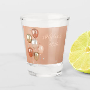 Shades of Pink Balloons 40th Birthday Shot Glass