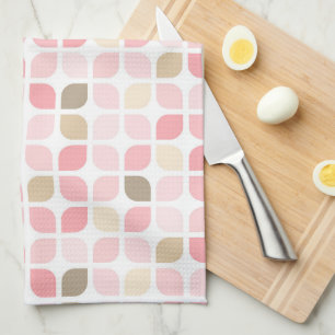 SHADES OF PINK BROWN WHITE LEAF PATTERNS KITCHEN TOWEL