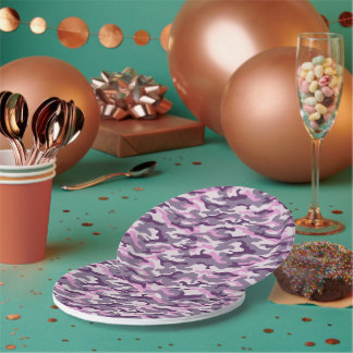 Shades of Pink Camouflage Party  Style  Paper Plate