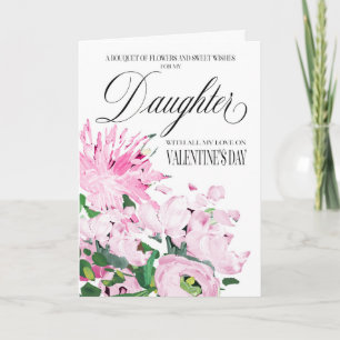 Shades of Pink Floral Bouquet Valentine Daughter Card