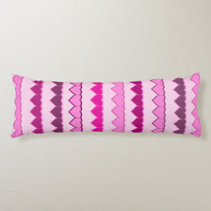 Shades of Pink Heart Rows Body Pillow