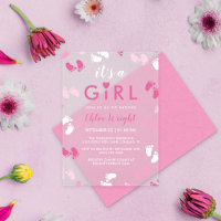 Shades of Pink It's A Girl Baby Footprints