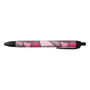 Shades of pink stained glass pattern black ink pen