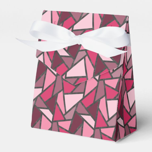 Shades of pink stained glass pattern favor box (Front Side)