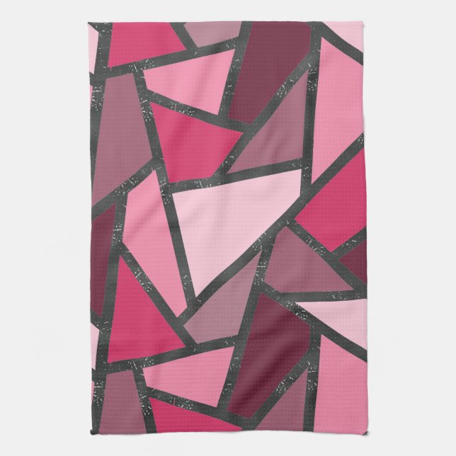 Shades of pink stained glass pattern kitchen towel (Vertical)