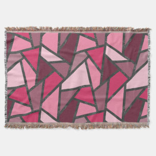 Shades of pink stained glass pattern throw blanket
