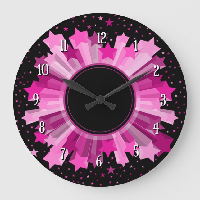 Shades Of Pink Starburst Wall Clock (Front)