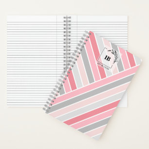 Shades of Pink Striped Monogram Notebook