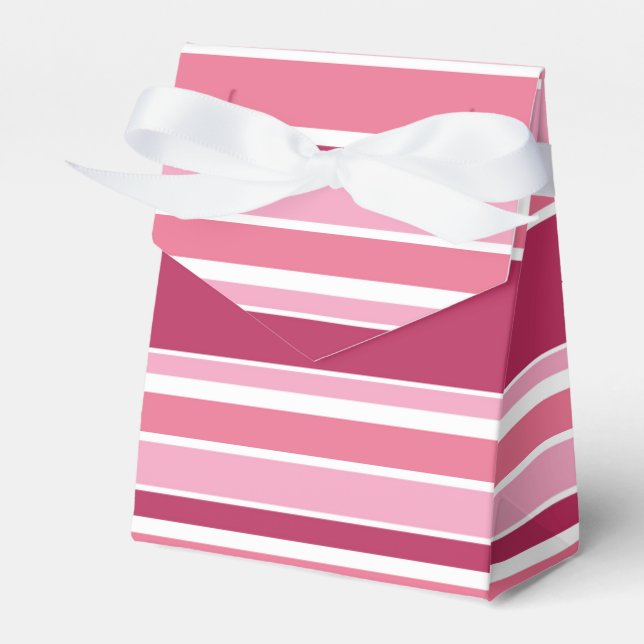Shades of pink stripes favor box (Front Side)