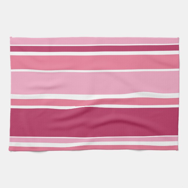 Shades of pink stripes kitchen towel (Horizontal)