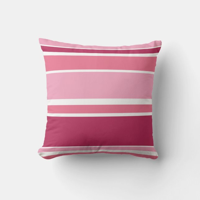 Shades of pink stripes throw pillow (Front)