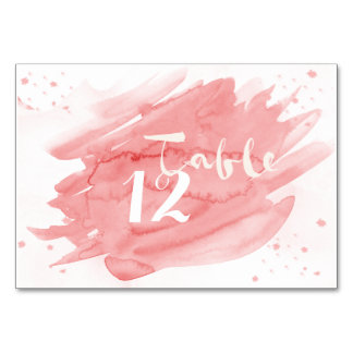 Shades of Pink Watercolor Table Numbers