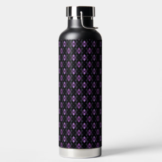 SHADES OF PURPLE & BLACK DIAMOND PATTERNS WATER BOTTLE
