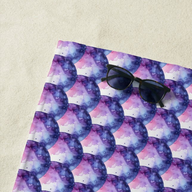 Shades of Purple Bubbles Beach Towel (In Situ)