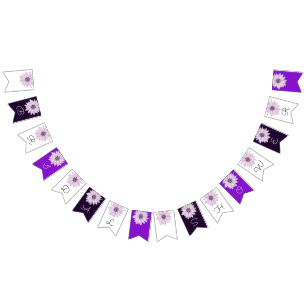 Shades of Purple Daisy Floral Bridal Shower Bunting Flags