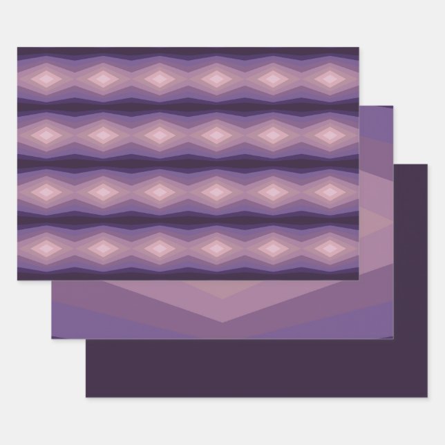 Shades Of Purple Geometric Abstract Art  Wrapping Paper Sheet (Set)
