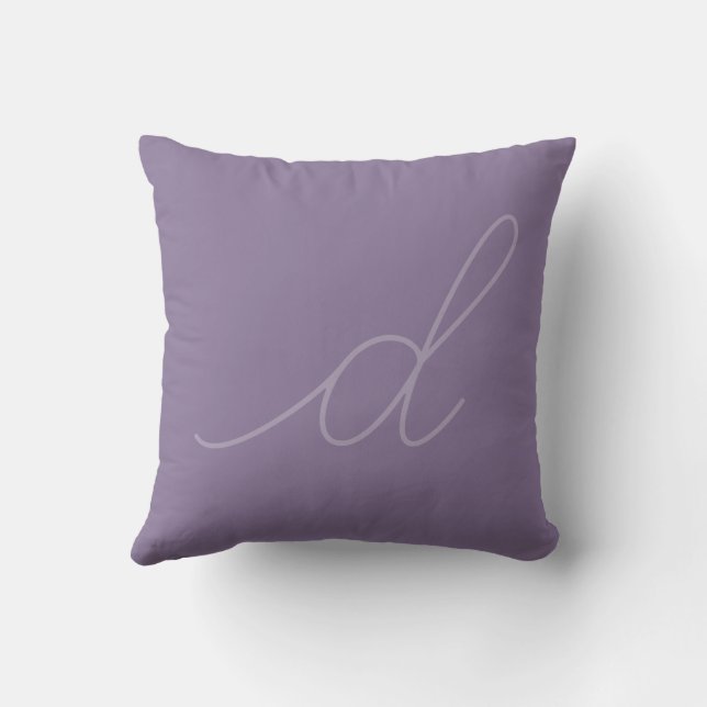 Shades of Purple Lowercase Script Letter Throw Pillow (Back)