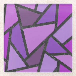 Shades of purple stained glass pattern coaster