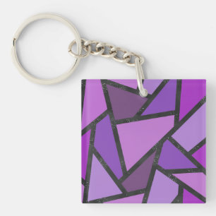 Shades of purple stained glass pattern keychain