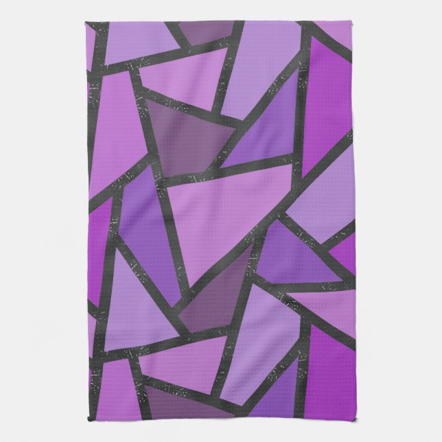 Shades of purple stained glass pattern kitchen towel (Vertical)