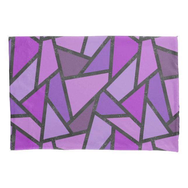 Shades of purple stained glass pattern pillowcase (Front)