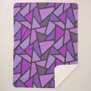 Shades of purple stained glass pattern sherpa blanket