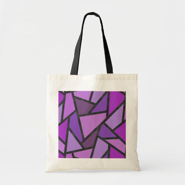 Shades of purple stained glass pattern tote bag (Front)