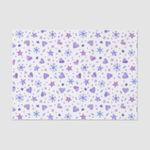 SHADES OF PURPLE STARS HEARTS SNOWFLAKES TISSUE PAPER