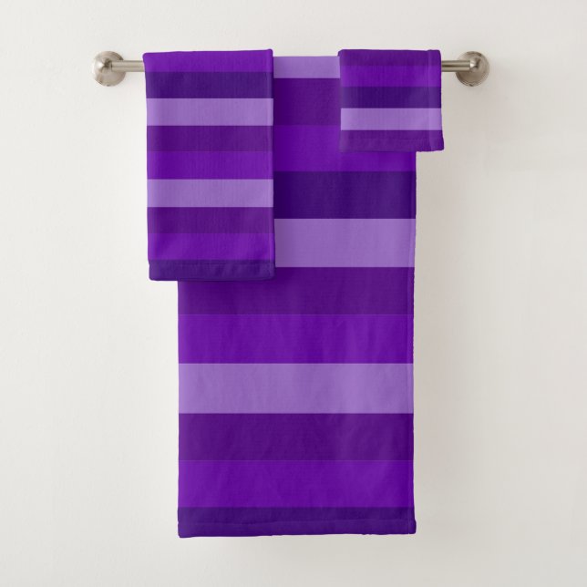Shades of Purple Stripes Bath Towel Set (Insitu)