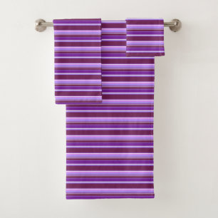 Shades of purple stripes bath towel set