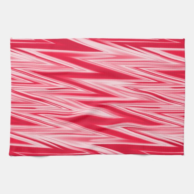 Shades of Red Abstract Zigzag Pattern Kitchen Towel (Horizontal)