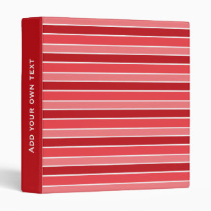 Shades of Red and White Striped Custom Text Binder