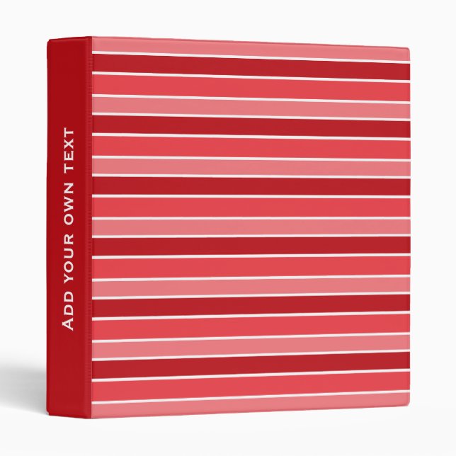 Shades of Red and White Striped Custom Text Binder (Front/Spine)