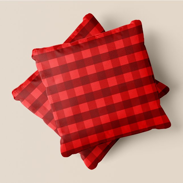 Shades Of Red Chic Squares Accent Throw Pillow (Shades Of Red Chic Squares Accent Throw Pillow)