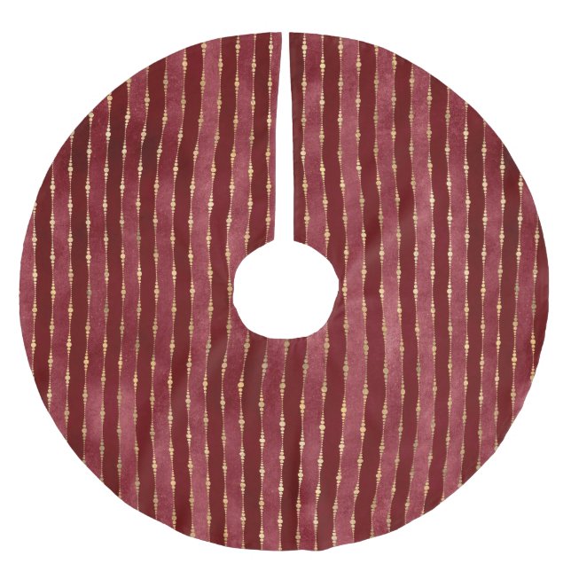 SHADES OF RED & GOLD CHRISTMAS STRIPES BRUSHED POLYESTER TREE SKIRT (Front)
