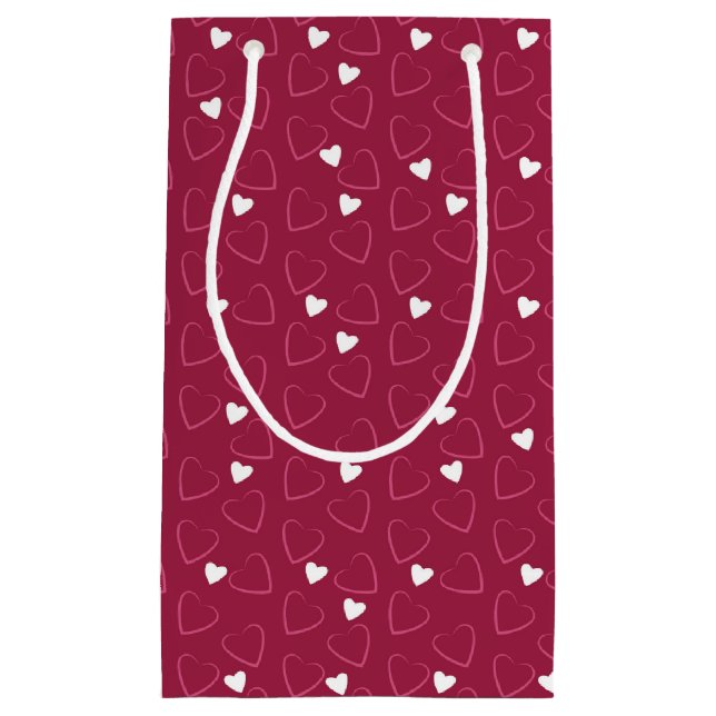 SHADES OF RED & PINK VALENTINES DAY HEARTS SMALL GIFT BAG (Front)